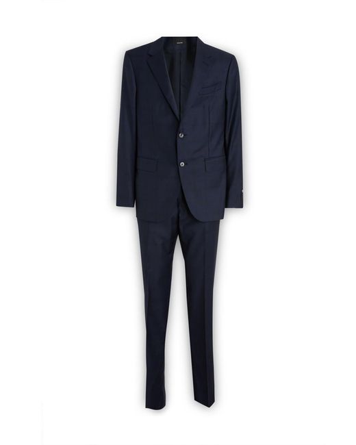 Zegna Blue Logo Patch Single-breasted Tailored Suit for men