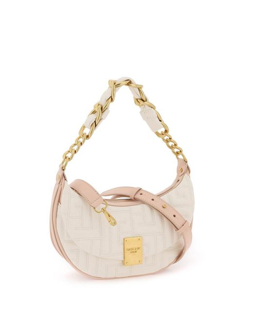 Balmain White 1945 Soft Quilted Leather Hobo Bag