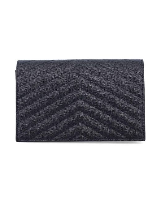 Saint Laurent Black Cassandre Envelope Chain Wallet