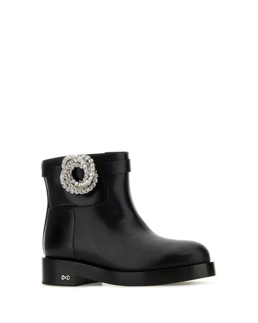 Mach & Mach Black Mach&Mach Leather Galaxy Ankle Boots