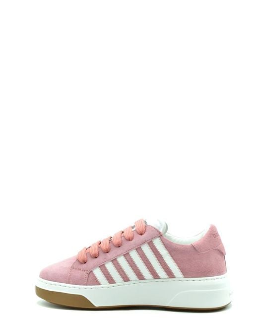 DSquared² Pink Low-Top Leather Sneakers With Accents