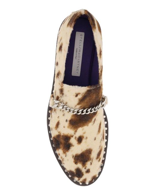 Stella McCartney Natural Falabella Loafers In Appaloosa Printed Velvet