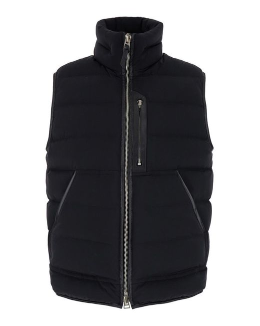 Tom Ford Black Sleeveless Down Jacket With Zip Closure for men
