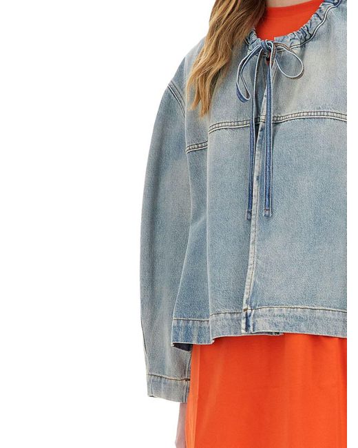 MSGM Blue Relaxed-Fit Oversized Denim Jacket