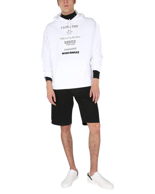 Raf Simons White Classic Hoodie With Drawstring For for men