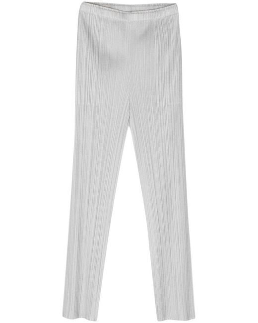 Pleats Please Issey Miyake White Pleated Cropped Trousers