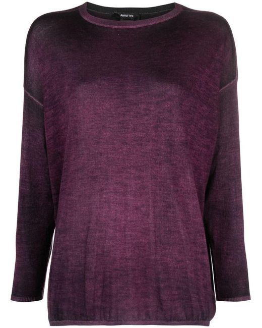 Avant Toi Purple Boat Neck Off Gauge Pullover Clothing
