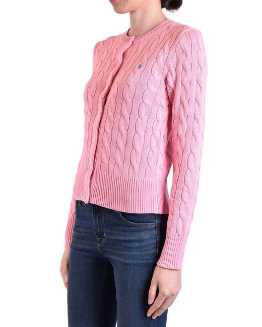 Polo Ralph Lauren Pink Cotton Cardigan With Embroidered Logo