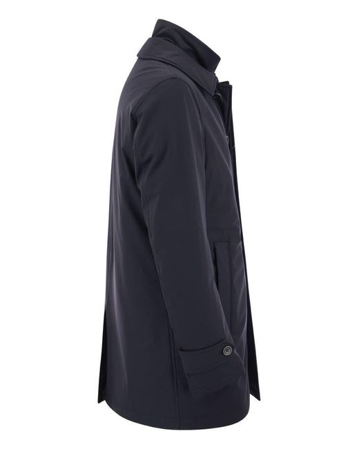 Herno Blue Long Down Jacket With Buttons for men