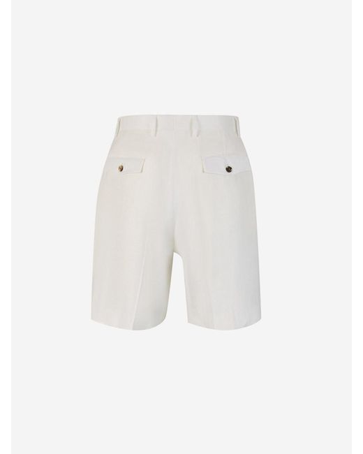 Lardini White Linen Formal Bermuda Shorts for men