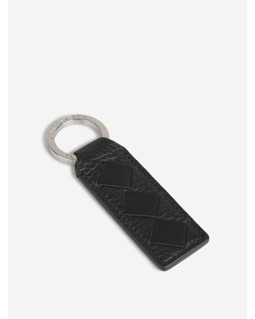 Bottega Veneta White Leather Keychain for men