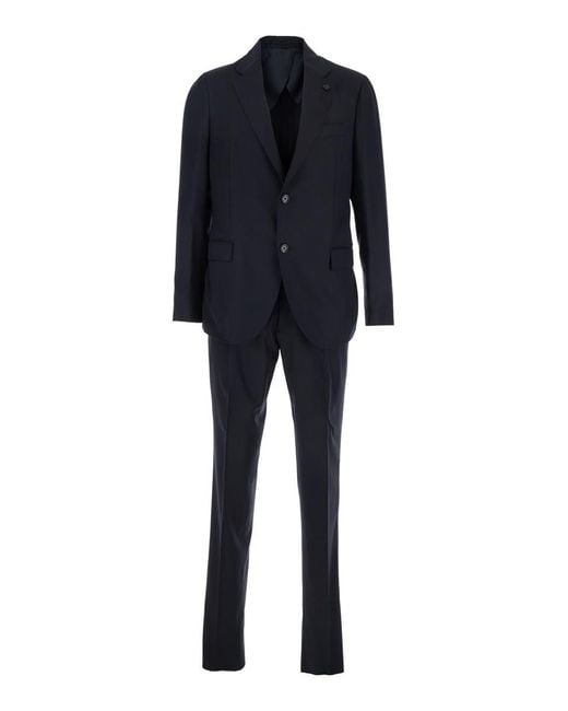 Lardini Blue Single-Breasted Suit With Classic Revers for men