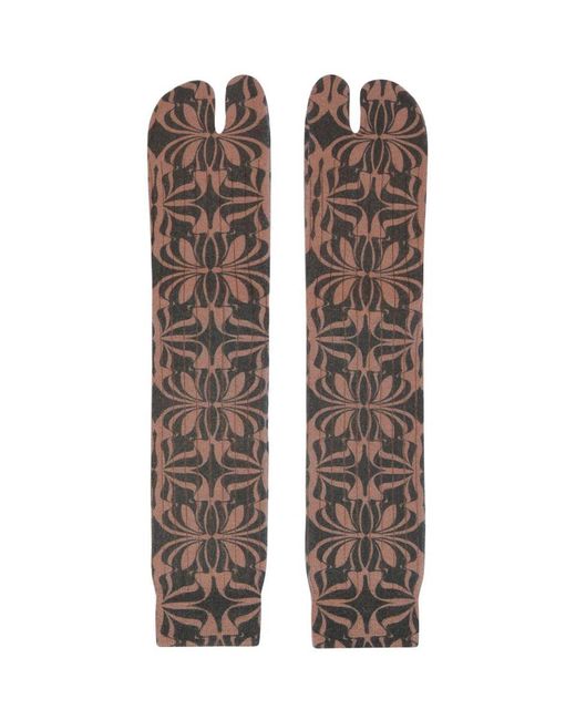 Dries Van Noten Brown Graphic Butterfly Tabi Socks With Pattern