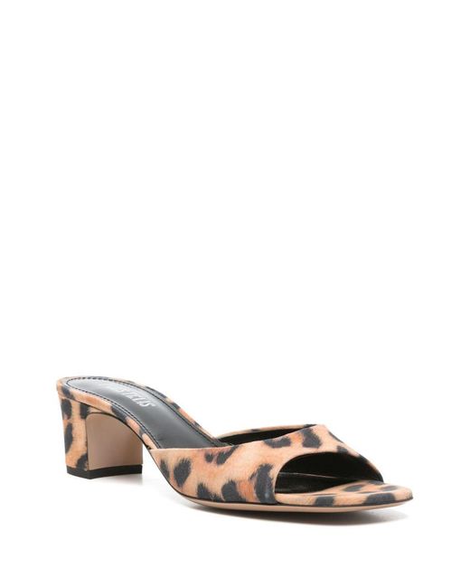 Paris Texas Brown Open-Toe Calfskin Sandals With Vibrant Leopard Print