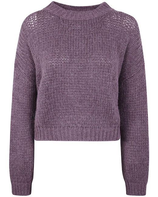 Roberto Collina Purple Long Sleeves Round Neck Sweater