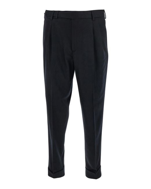 PT Torino Black Pants With Pences And Belt Loops for men
