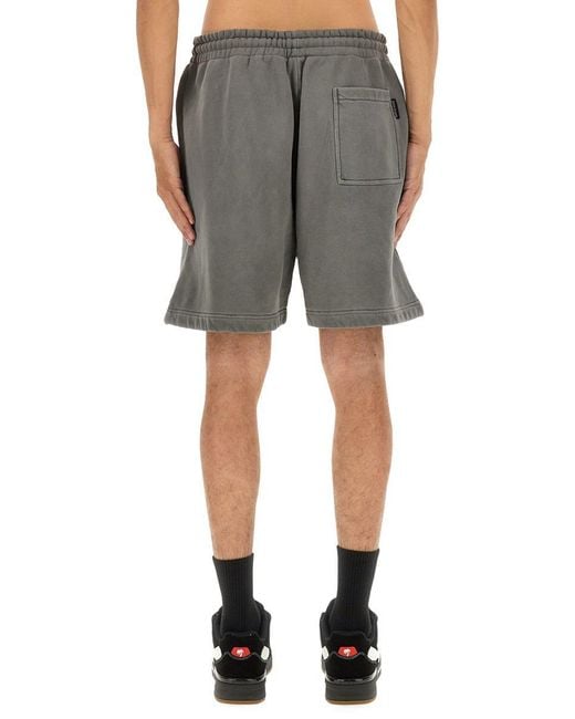 Palm Angels Gray Shorts With Logo for men