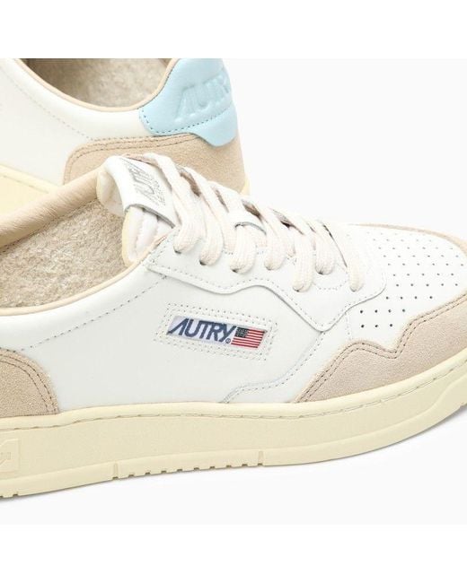 Autry Medalist Sneakers In White/light Blue And Suede