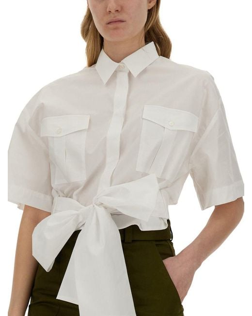 MSGM White Shirt With Bow