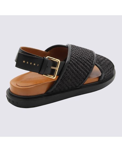 Marni Black Cotton Fussbeet Sandals