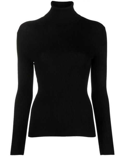 P.A.R.O.S.H. Black Roll-neck Ribbed-knit Wool Jumper