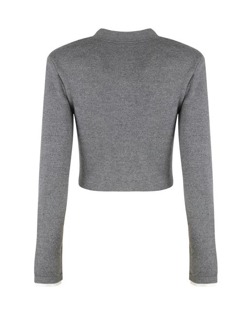 Self-Portrait Gray Wool-Blend Cardigan