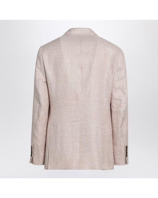 Brunello Cucinelli Natural Papaya-Colored Prince Of Wales Jacket for men