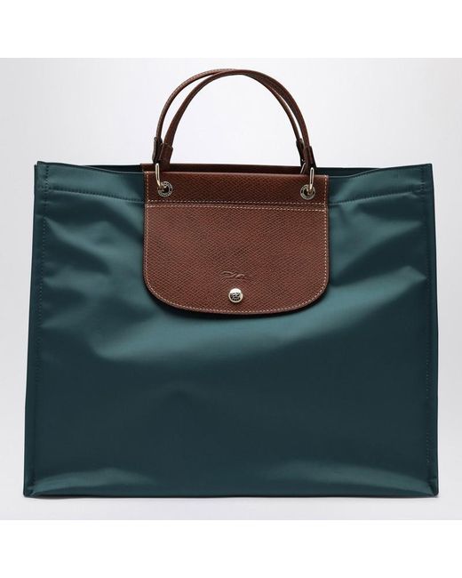 Longchamp Black Cedar-Coloured L Cabas Shopping Bag