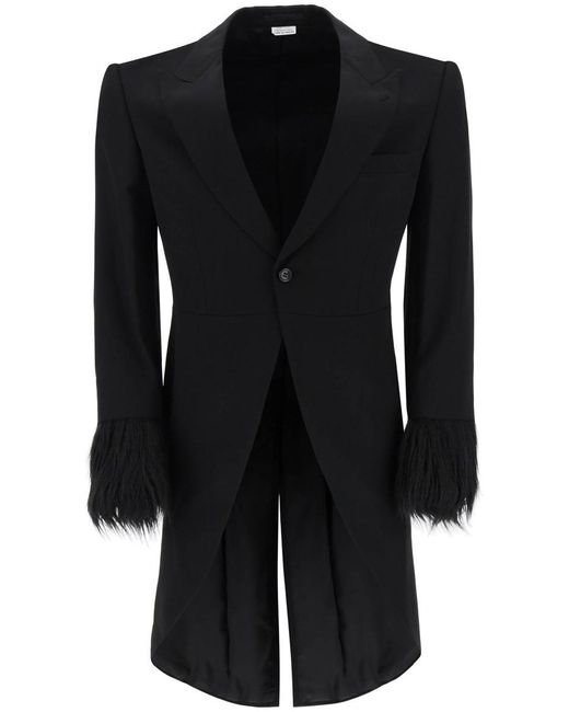 Comme des Garçons Black Tailcoat With Eco-Fur Inserts for men