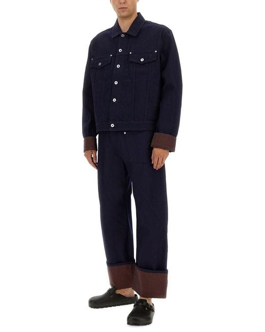 J.W. Anderson Blue Cropped Denim Jacket With Contrasting Cuffs for men