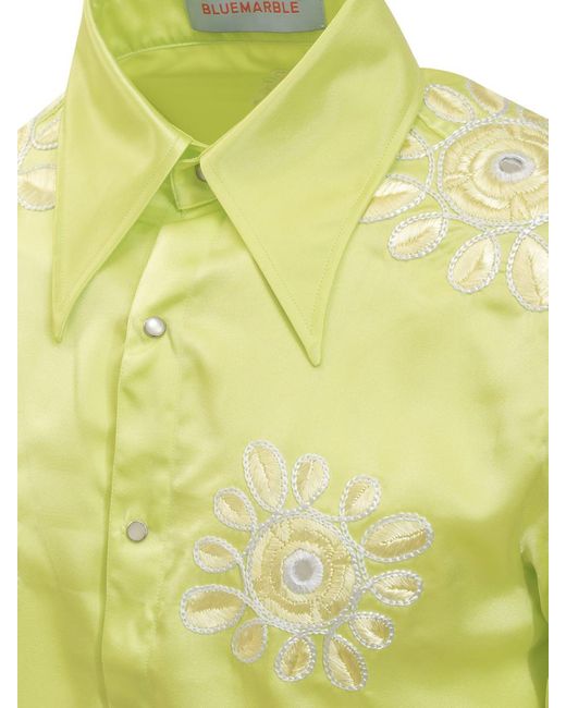 Bluemarble Yellow Shirt With Embroidery for men