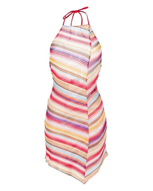 Missoni Pink Striped Crochet-knit Beach Dress