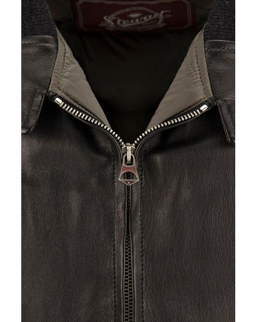 Stewart Black Colorado - Padded Leather Jacket for men