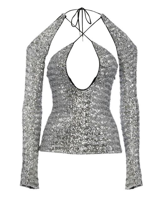 The Attico Gray Top With Sequins