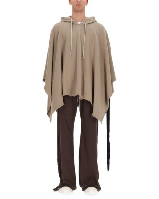 Rick Owens Natural Cape With Hood for men