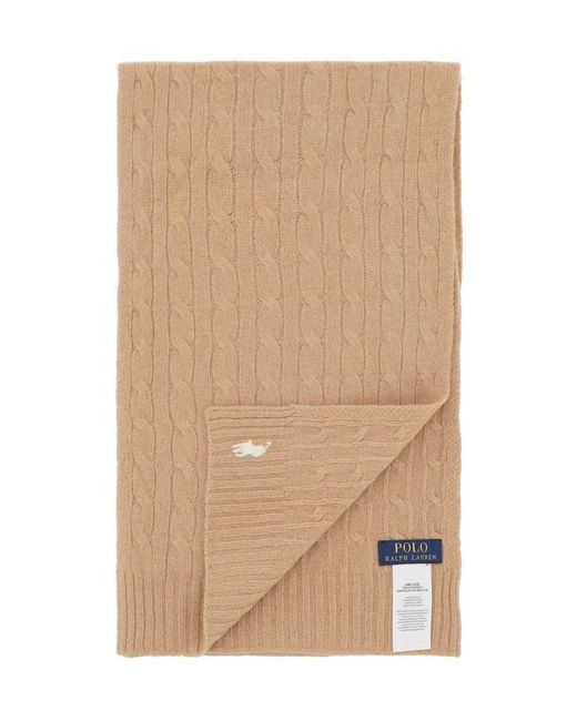 Polo Ralph Lauren Natural Wool And Cashmere Cable Knit Scarf