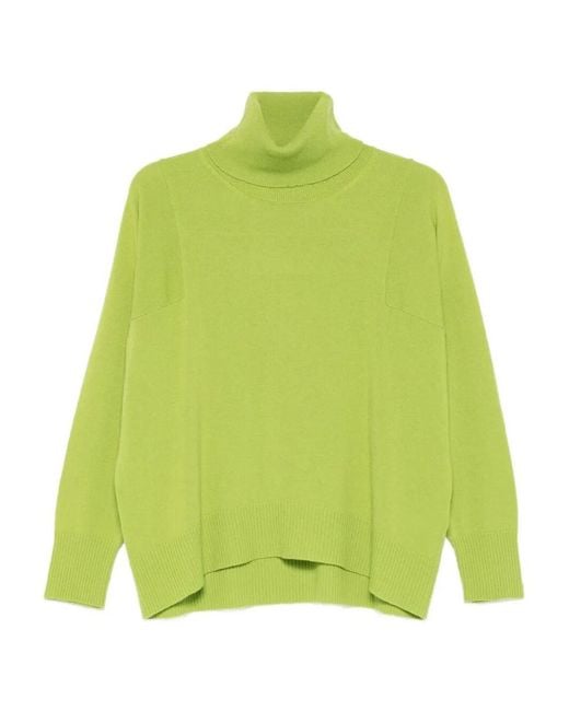 Roberto Collina Green Oversized Fit Wool Turtleneck Sweater