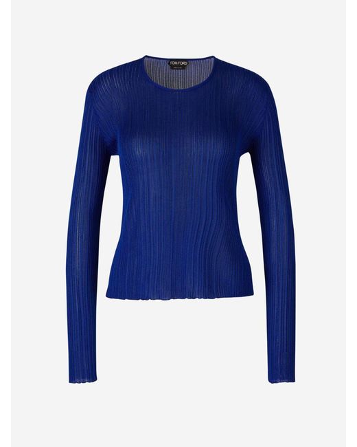Tom Ford Blue Textured Cotton Sweater