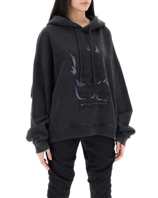 Acne Black Hooded Sweatshirt With Graphic Print for men