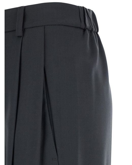Tela Blue 'Niside' Trousers With Belt Loops And Pleats On The Front