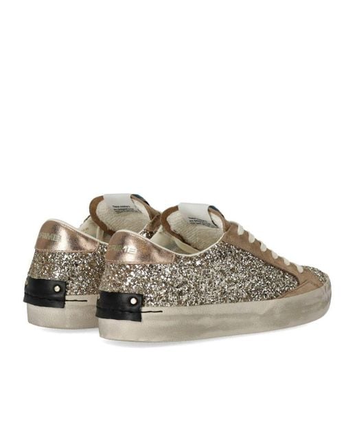 Crime London Brown Distressed Glitter Sneaker