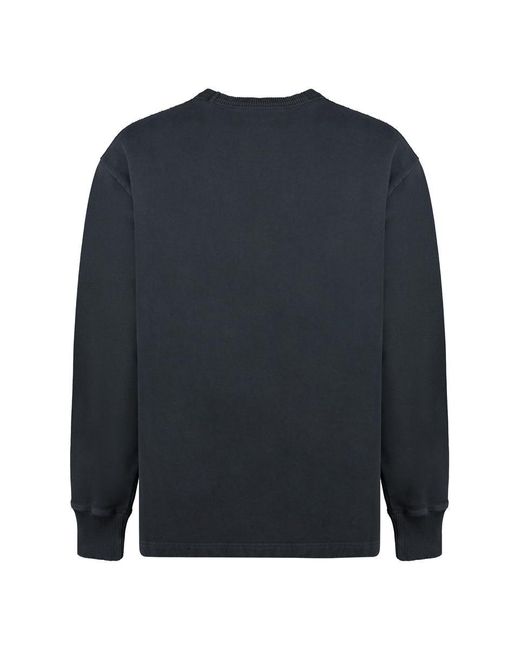 Acne Blue Cotton Crew-Neck Sweatshirt for men