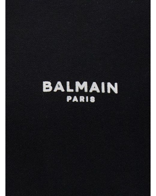 Balmain Black Crew-neck Sweatshirt With Flocked Logo for men