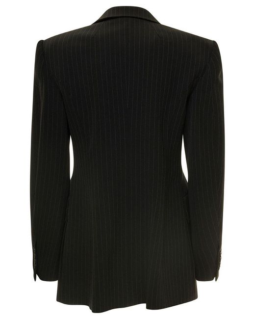 Balenciaga Black 'Hourglass' Pinstripe Single-Breasted Jacket