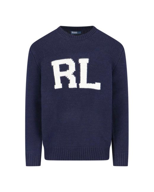 Polo Ralph Lauren Blue Rl Wool Inlay Sweater for men