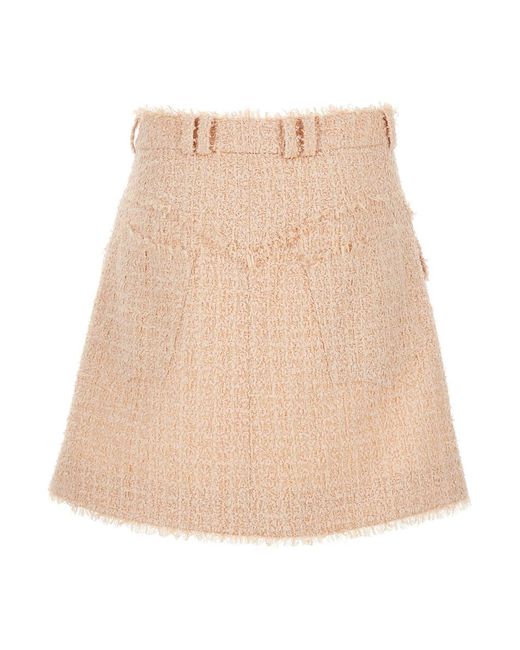 Balmain Natural Light- Frayed Tweed Mini Skirt