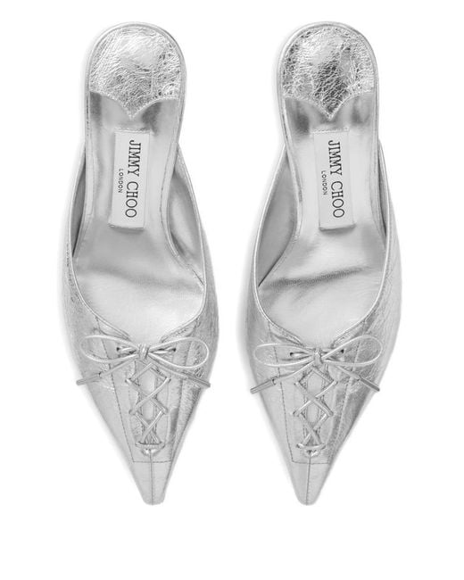 Jimmy Choo White Scarlett 50 Leather Mules