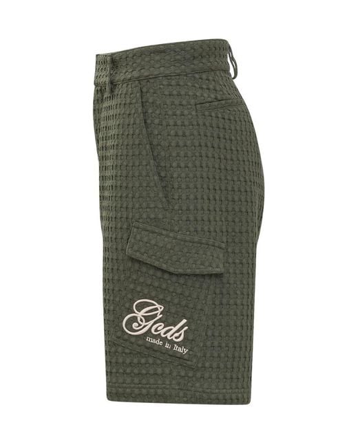Gcds Green Waffle Work Shorts for men