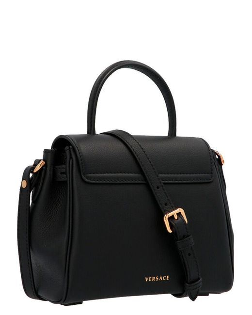 Versace Black Leather La Medusa Small Bag