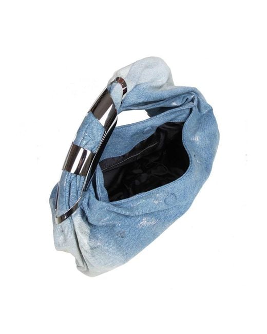 DIESEL Blue Shoulder Bag In Metallic Denim Fabric